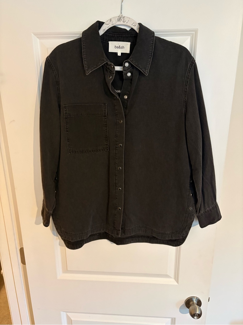 ba&sh Charcoal Button-Front Denim Shirt Size 1(Small)
